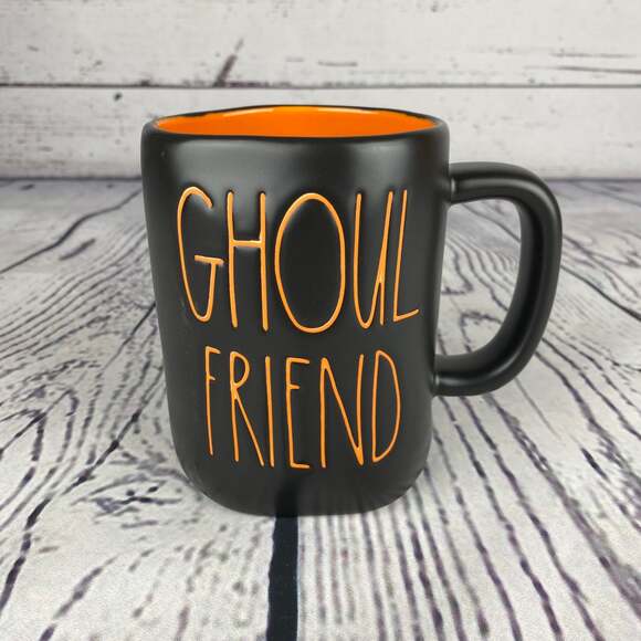 Rae Dunn Ghoul Friend Black and Orange Halloween Mug - Picture 1 of 5